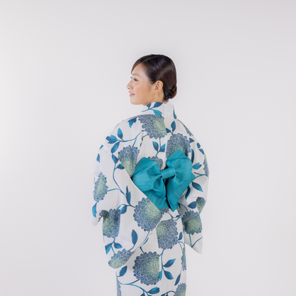 emi kimono Marine blue×Turquoise blue