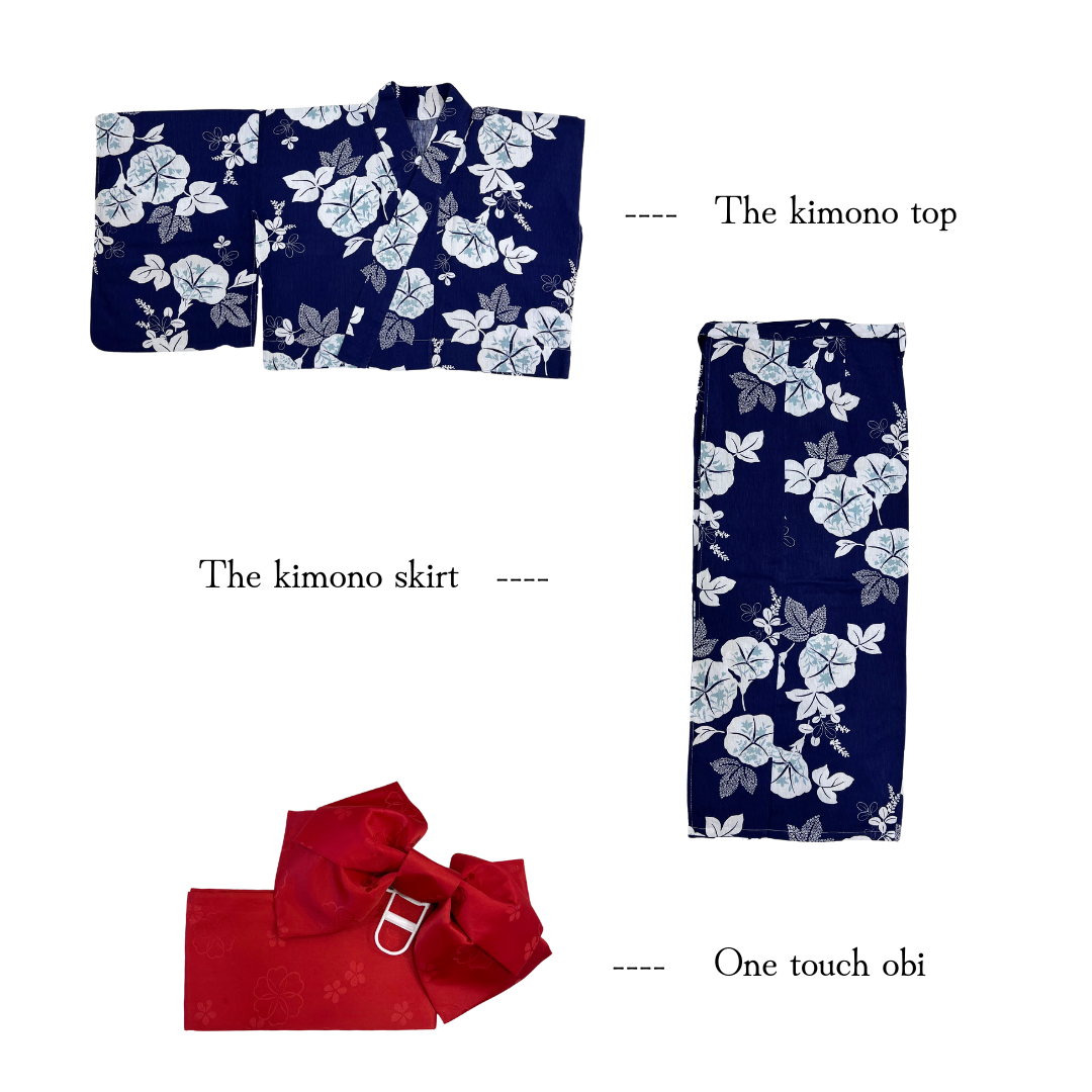 emi kimono Navy×Red