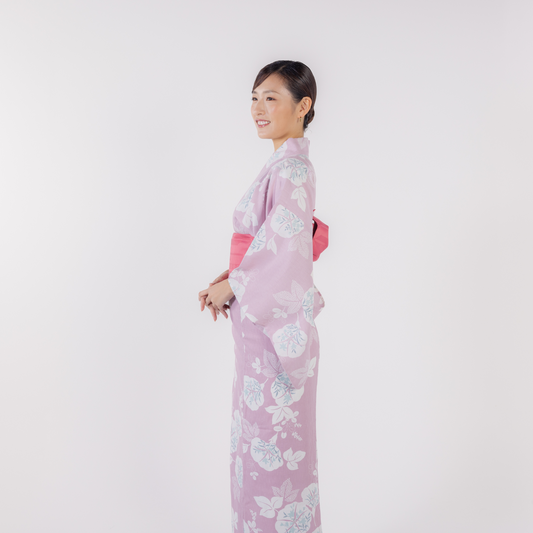 emi kimono Baby pink × Deep pink