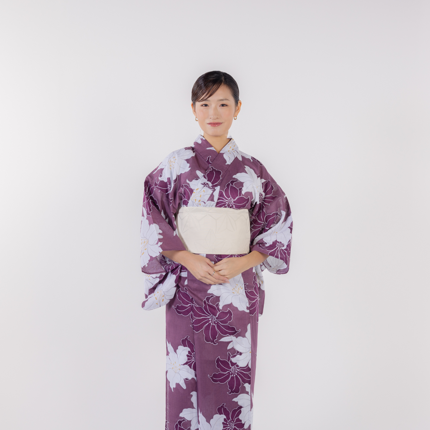 emi kimono Purple×Off white