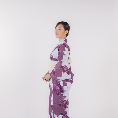 emi kimono Purple×Off white