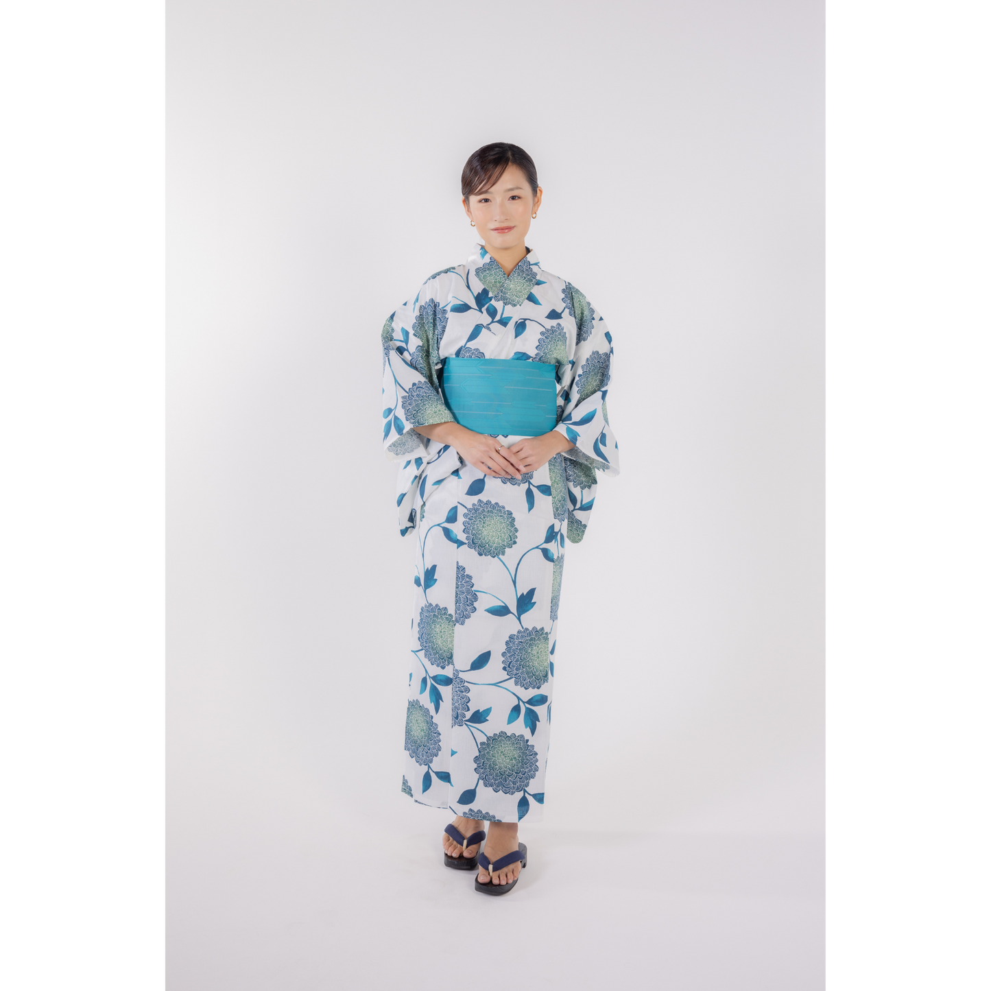 emi kimono Marine blue×Turquoise blue