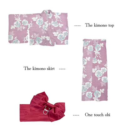 emi kimono Baby pink × Deep pink